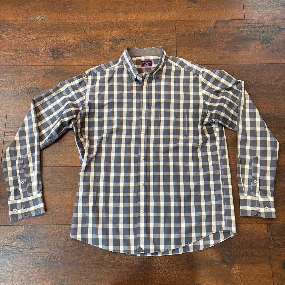 UNTUCKit Altamura WF Shirt Mens Blue Plaid Long Sleeve Button Up Slim Cotton, XL